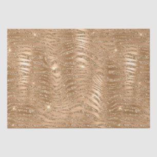 Papier Mousseline Rayures de zèbre pailletées or motif métallisé