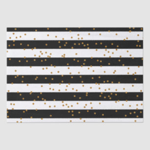 Papier Mousseline Rayures noires et blanches avec les confettis