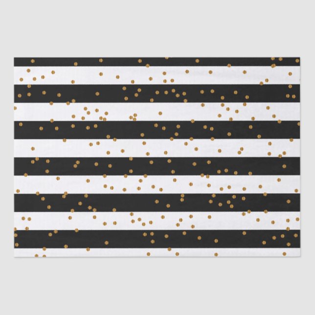 Papier Mousseline Rayures noires et blanches avec les confettis (Recto)
