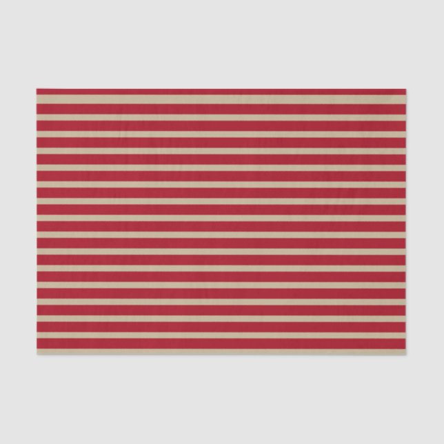 Papier Mousseline Rayures rouge foncé et beiges (Recto)