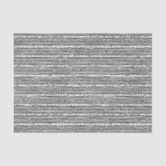 Papier Mousseline Rayures scintillantes argentées (Recto)
