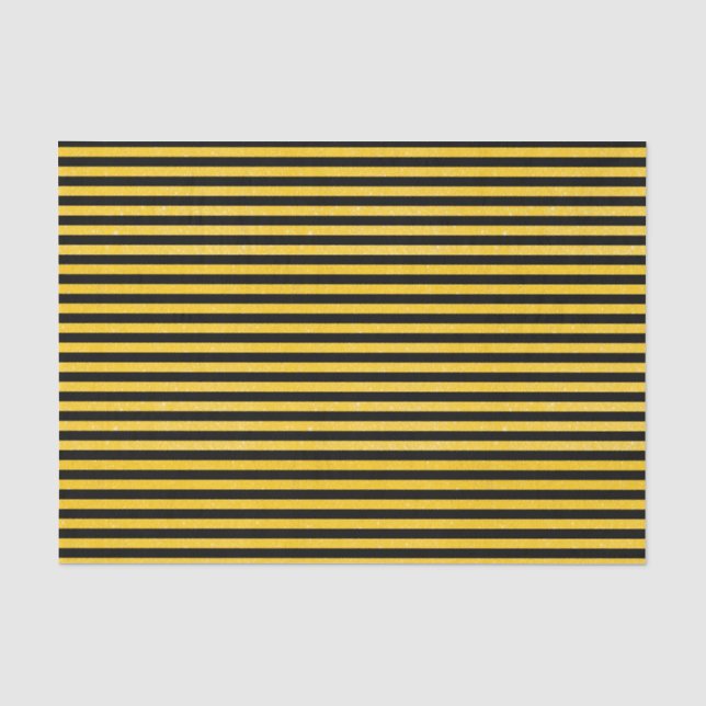 Papier Mousseline Rayures scintillantes noires et jaunes (Recto)