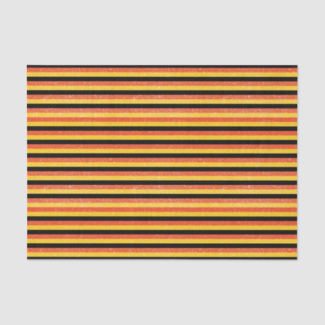 Papier Mousseline Rayures scintillantes oranges, jaunes et noires (Recto)