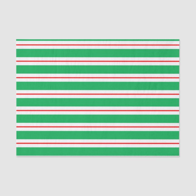 Papier Mousseline Rayures vertes blanches rouges de sucre de canne (Recto)