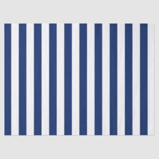 Papier Mousseline Rayures verticales bleu marine et blanc