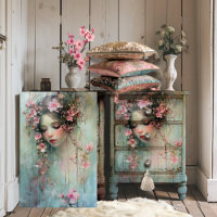 Réalisme Abstrait Visage de Femme & Fleurs de Ceri