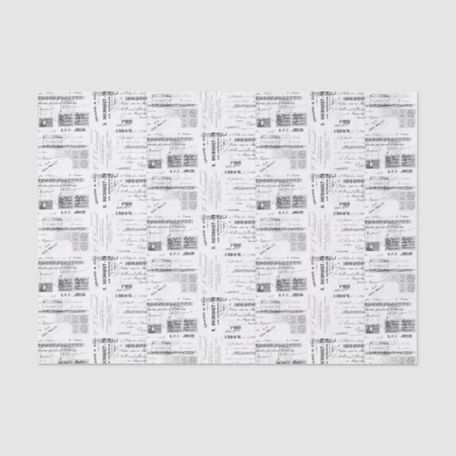 Papier Mousseline Réception vintage en français (Recto)