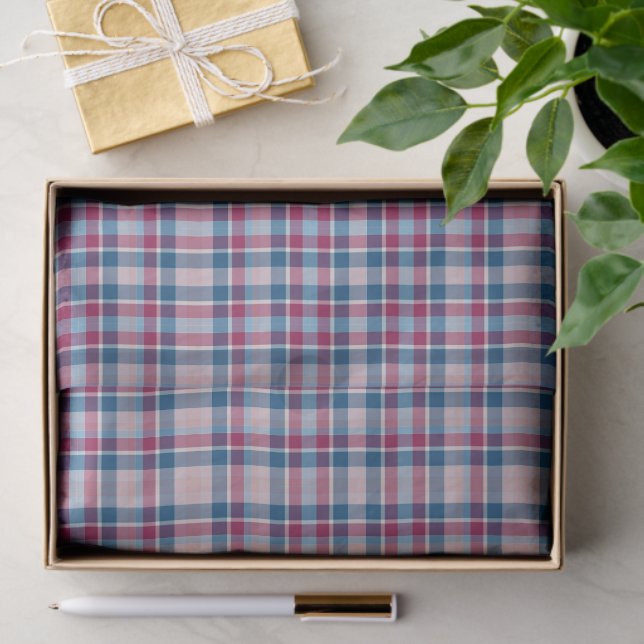 Papier Mousseline Red and Blue Classic Plaid Pattern (Cadeau)