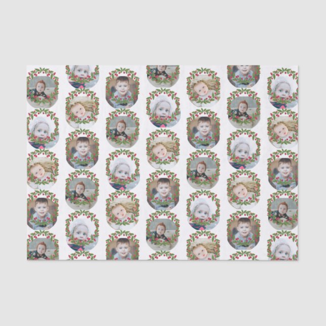 Papier Mousseline Red Berry Wreath Photo Collage Christmas (Recto)