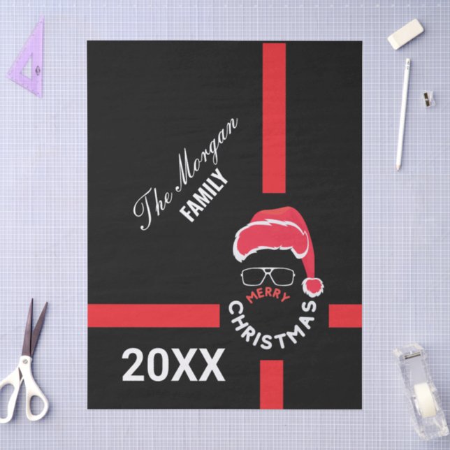 Papier Mousseline Red Black Noël (Artisanat)