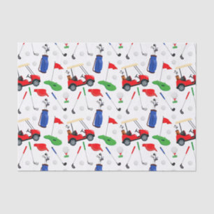 Papier Mousseline Red Blue & Green Golf