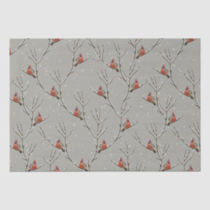 Papier Mousseline Red Cardinal Perched on a Tree Branch Tissue Paper