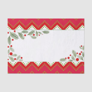 Papier Mousseline Red Chevron Vacances verdure Joyeux Noël