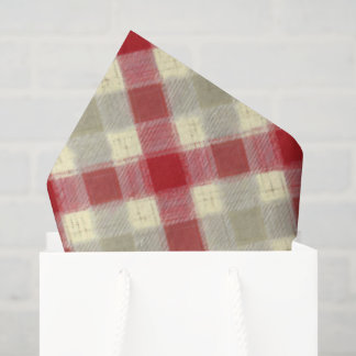 Papier Mousseline Red Cream Christmas Plaid Cozy Rustic Cottagecore 