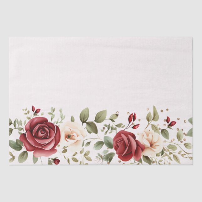 Papier Mousseline Red Cream Rose Mariage or (Recto)