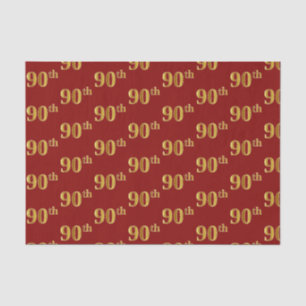 Papier Mousseline Red, Faux Gold 90th (Ninetieth) Event Tissue Paper