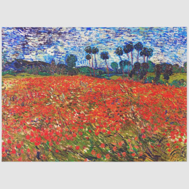 Papier Mousseline Red Flower Field, Van Gogh (Recto)