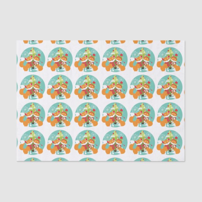 Papier Mousseline Red Fox Christmas Holiday Tissu Papier (Recto)