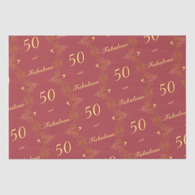 Papier Mousseline Red Gold moderne 50 Fabuleux anniversaire (Recto)