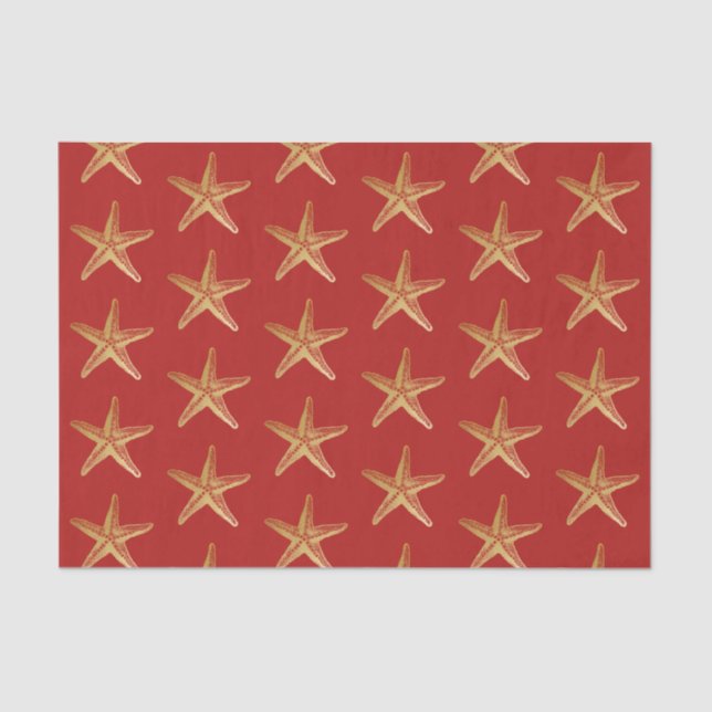 Papier Mousseline Red Gold Starfish Plage côtière Noël (Recto)