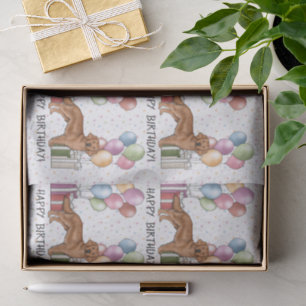 Papier Mousseline Red Golden Retriever Chien coloré Joyeux anniversa