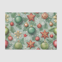 RED & GREEN CHRISTMAS BALLS STARS SNOWFLAKES