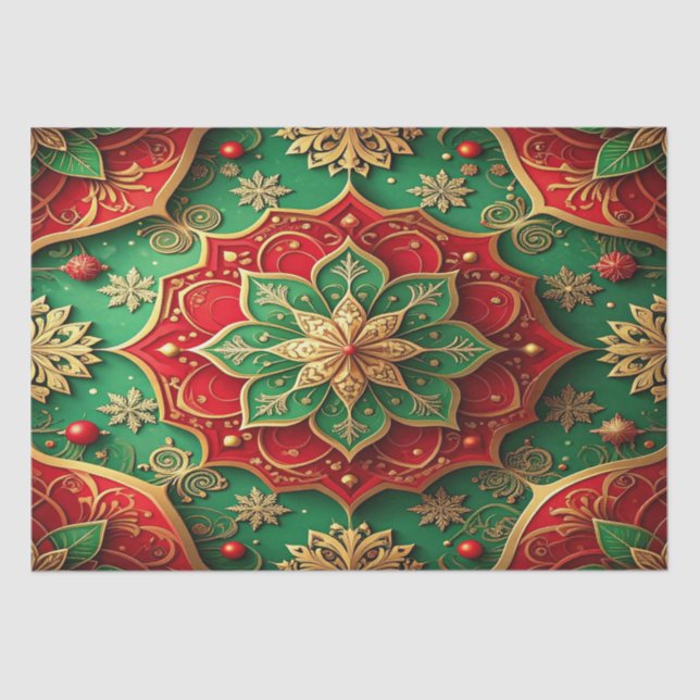 Papier Mousseline Red Green Decorative Holiday Tissue Paper (Recto)