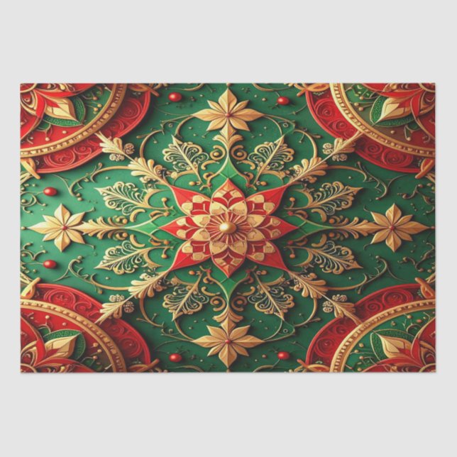 Papier Mousseline Red Green Decorative Holiday Tissue Paper (Recto)