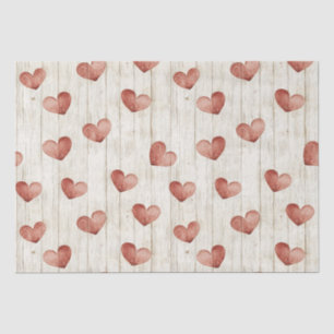 Papier Mousseline Red Hearts Faux Wood