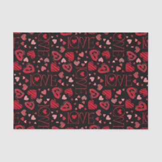 Papier Mousseline Red Hearts Valentine's Day Love