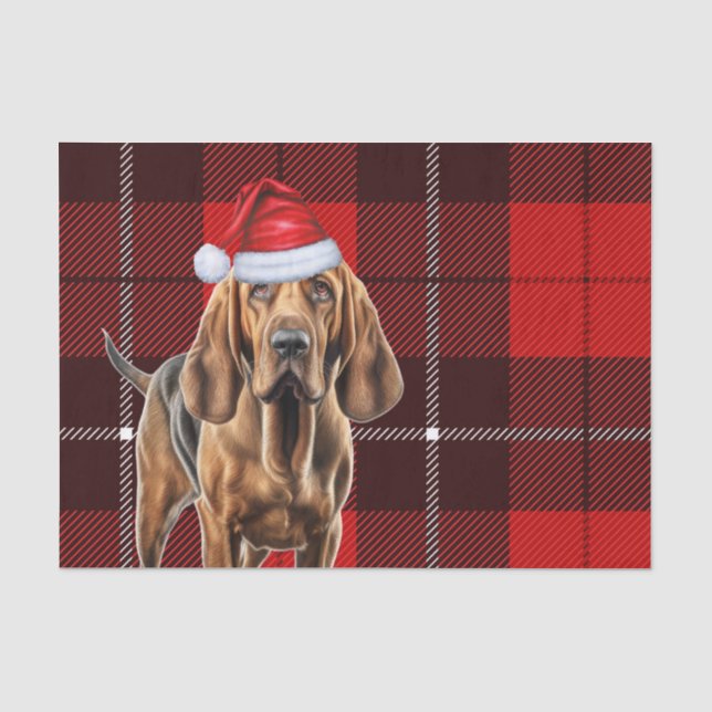 Papier Mousseline Red Holiday Plaid Noël Bloodhound Amoureux des chi (Recto)