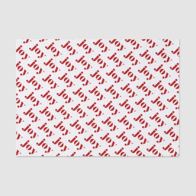 Papier Mousseline Red JOY Bold Typographie Motif moderne Noël (Recto)