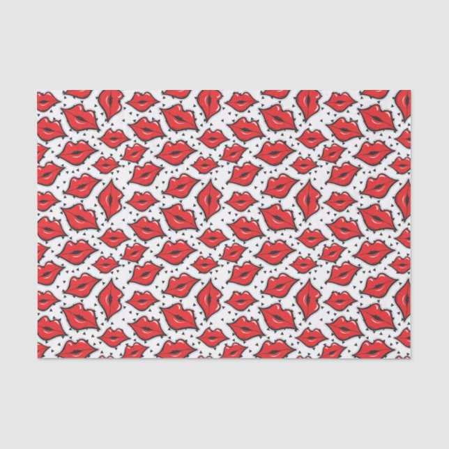 Papier Mousseline Red Lips Kiss Lipstick & Beauty Supply Distributeu (Recto)