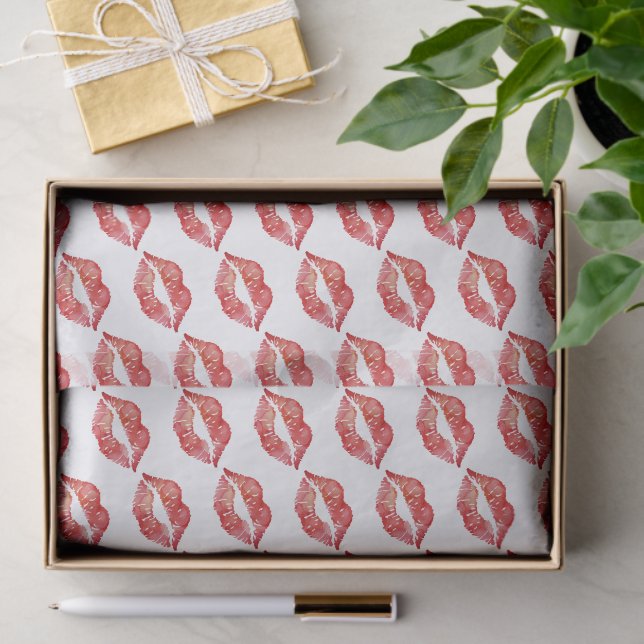 Papier Mousseline Red Lips Kisses Flirty Love (Cadeau)
