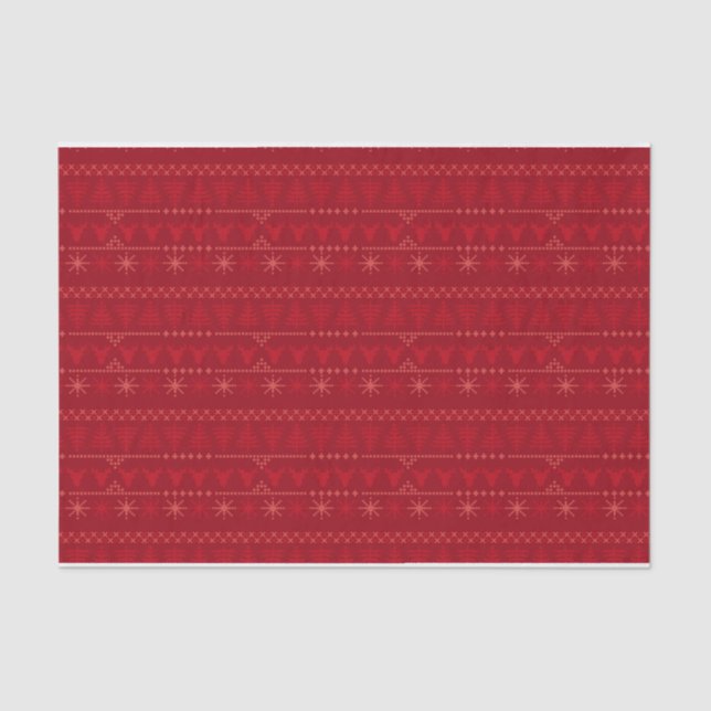 Papier Mousseline Red Nordic Motif Noël Cadeau papier de tissus (Recto)