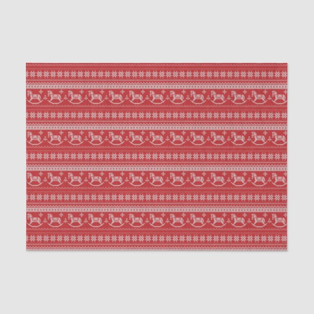 Papier Mousseline Red Nordic Rocking Horse Noël Motif (Recto)