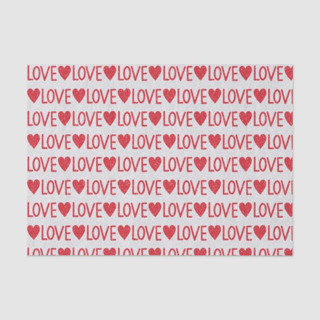 Papier Mousseline Red Parties scintillant Hearts Love Valentine's Da (Recto)