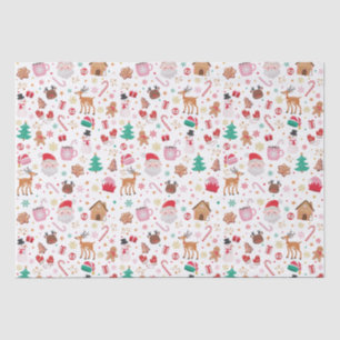 Papier Mousseline Red Pink Green Noël Père Noël Winter Wonderland