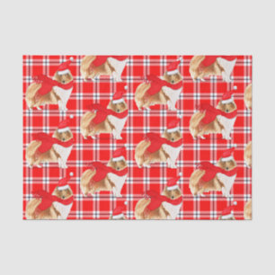 Papier Mousseline Red Plaid and Christmas Rough Collie Lover Holiday