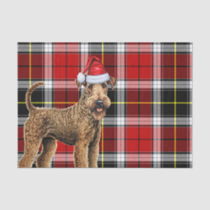 Papier Mousseline Red Plaid Christmas Airedale Terrier Dog Holiday