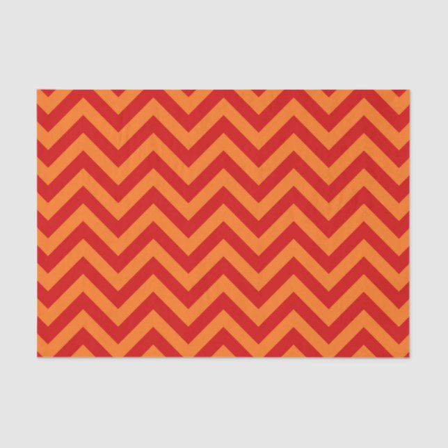Papier Mousseline Red, Pumkin Orange Large Chevron Zig Zag (Recto)