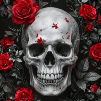 Papier Mousseline Red Red Roses Skull – Decoupage Paper