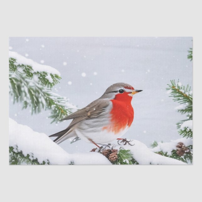 Papier Mousseline Red Robin Noël Papier Tissu de Noël (Recto)