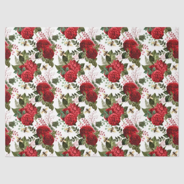 Papier Mousseline Red Rose Bee Series Design 15 papier tissu (Recto)