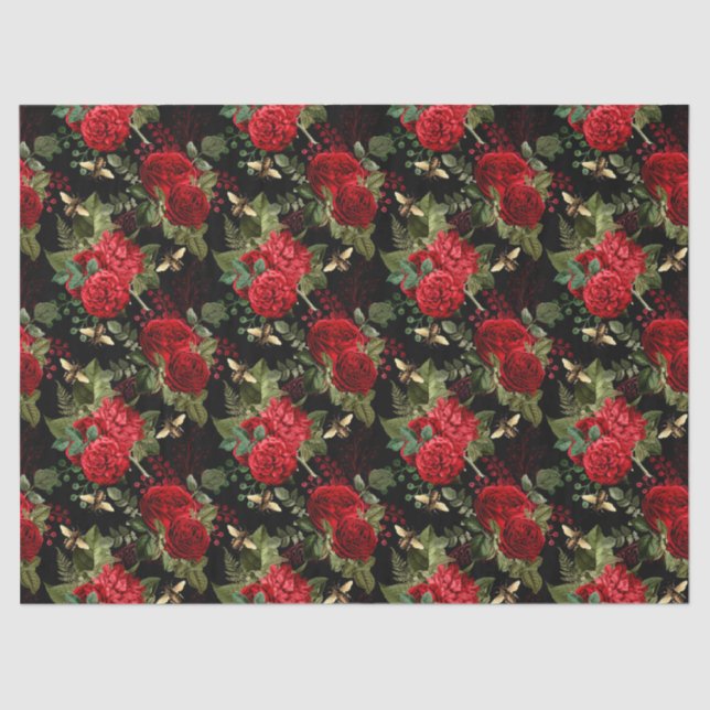 Papier Mousseline Red Rose Bee Series Design 18 papier tissu (Recto)