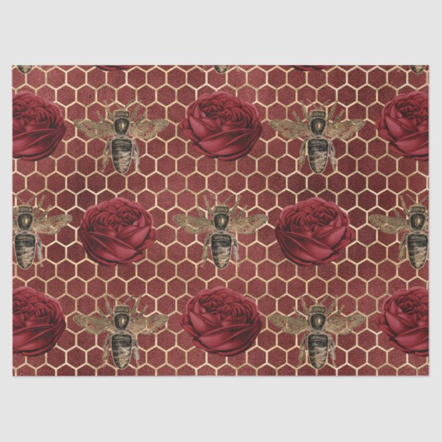 Papier Mousseline Red Rose Bee Series Design 29 (Recto)