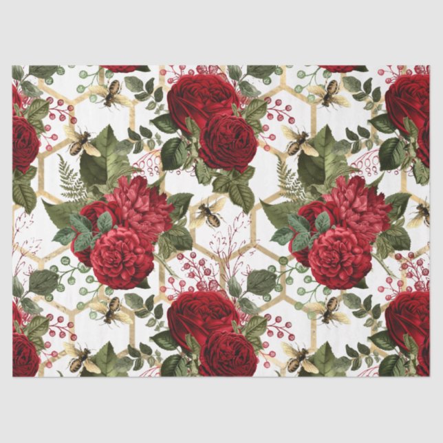 Papier Mousseline Red Rose Bee Series Design 48 (Recto)