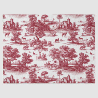 Papier Mousseline Red Toile Countryside Scene (6)