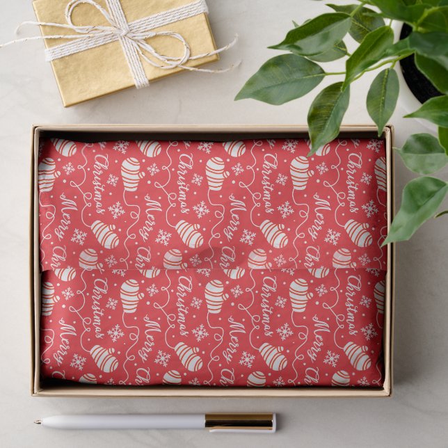 Papier Mousseline Red White Mittens et Snowflake Motif de Noël (Cadeau)