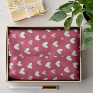 Papier Mousseline Red White Pink Hearts Aimer Saint Valentin Romance
